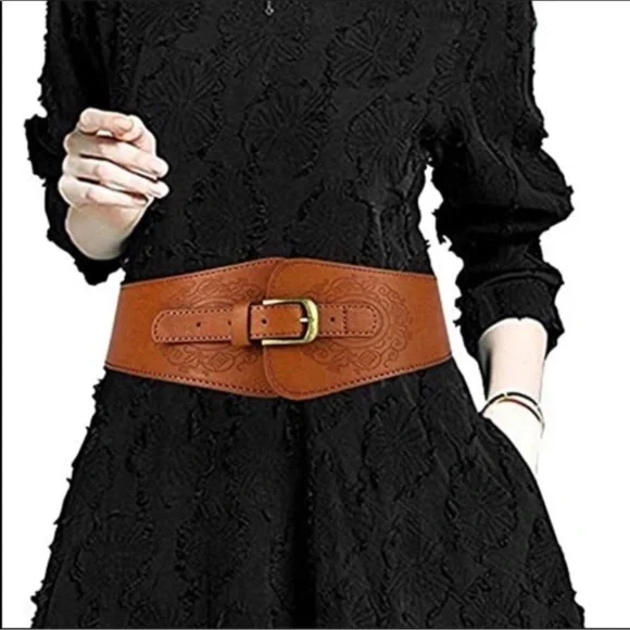 Boho Leather Corset Cinch Wide Belt New Wide Leather Waist Belt: Adjustable Boho Chic Women main image 3
